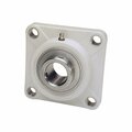 Iptci 4-Bolt Flange Ball Bearing Unit, 1.375 in Bore, Thermoplastic Hsg, Stainless Insert, Set Screw Lock SUCTF207-22